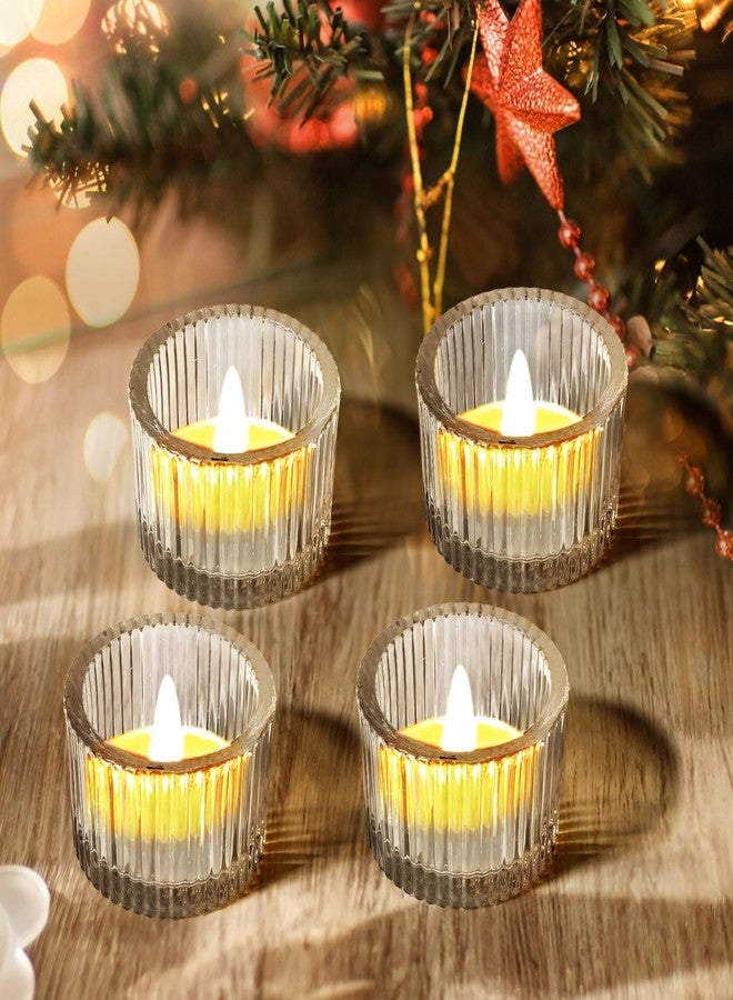JOYIT Clear Votive Candle Holders Bulk Set of 4, Glass Candle Holder for Wedding Table Decor, Tealight Candle Holder for Birthday Party, Baby Shower, Christmas Decor (2''X 1.4'') - Image 1