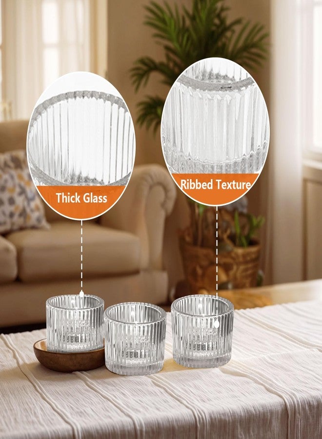 JOYIT Clear Votive Candle Holders Bulk Set of 4, Glass Candle Holder for Wedding Table Decor, Tealight Candle Holder for Birthday Party, Baby Shower, Christmas Decor (2''X 1.4'') - Image 3