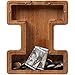 ladenk 12 Inch Extra Large Wooden Kids Letter Piggy Bank Piggy Bank for Boys Girls Initial I Bank Alphabet Money Bank for Birthday - Image 2