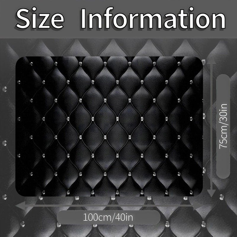 Trunk Car Mat Flat 2D 1 Piece Black Diamond Studded Design Polyester Elegant Interior Accessories - Image 2