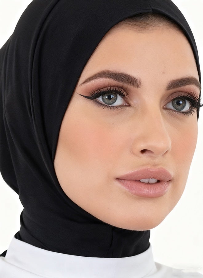 Happy D Women Snap Button Lycra Ninja Instant Hijab, Jersey Fabric- Black - Image 3