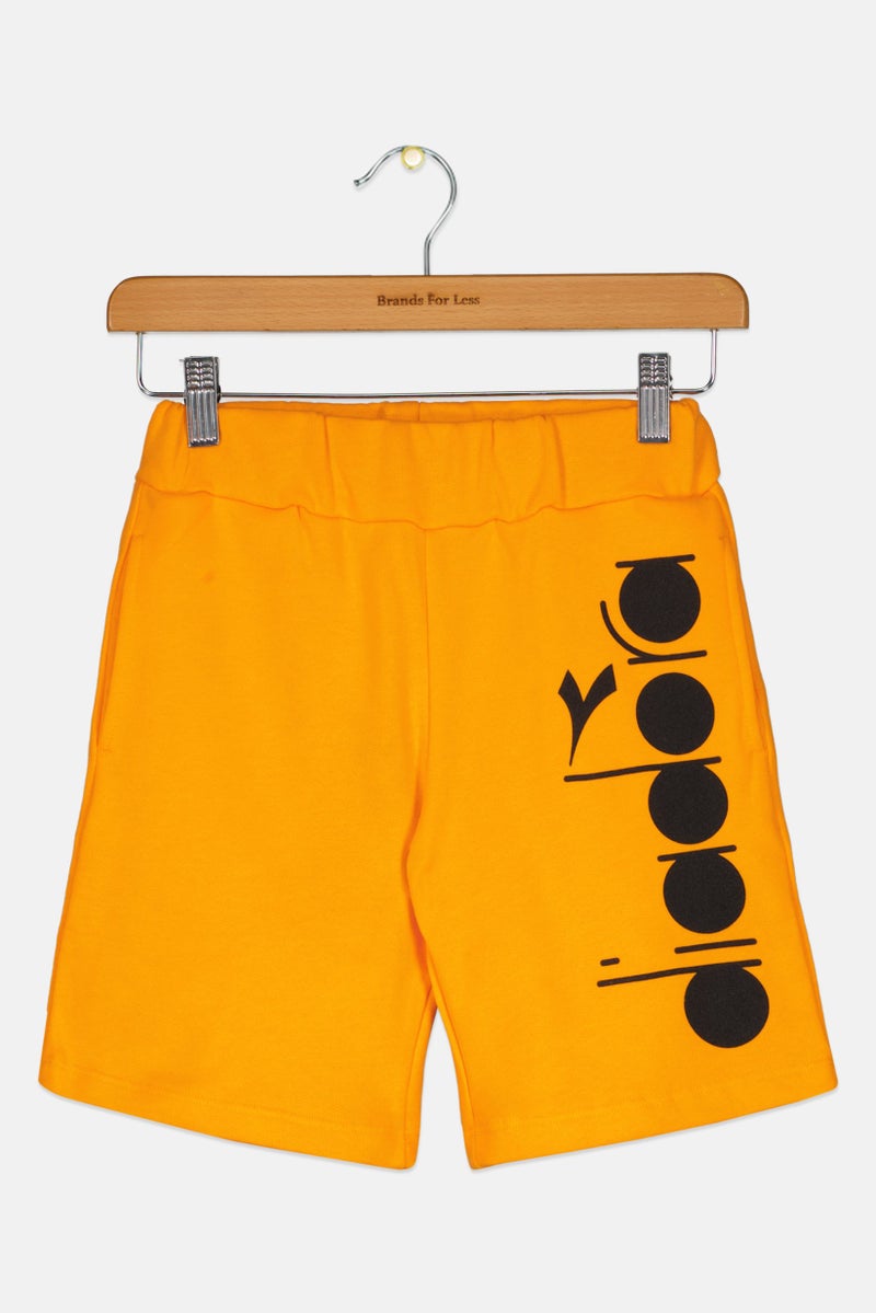 DIADORA Kids Boy Brand Logo Basic Shorts, Orange/Black - Image 1