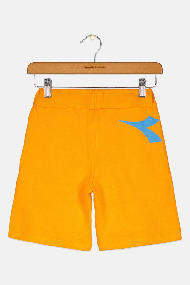 DIADORA Kids Boy Brand Logo Basic Shorts, Orange/Black - Image 2