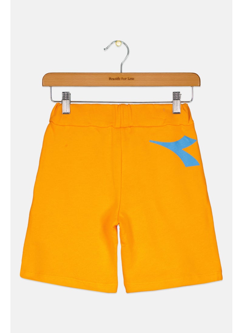 DIADORA Kids Boy Brand Logo Basic Shorts, Orange/Black - Image 3
