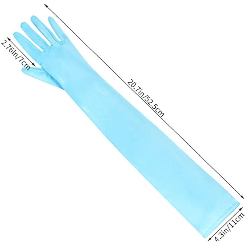 Wobe Long Opera Party 20s Satin Gloves Stretchy Adult Size Elbow Length Wedding - Image 2