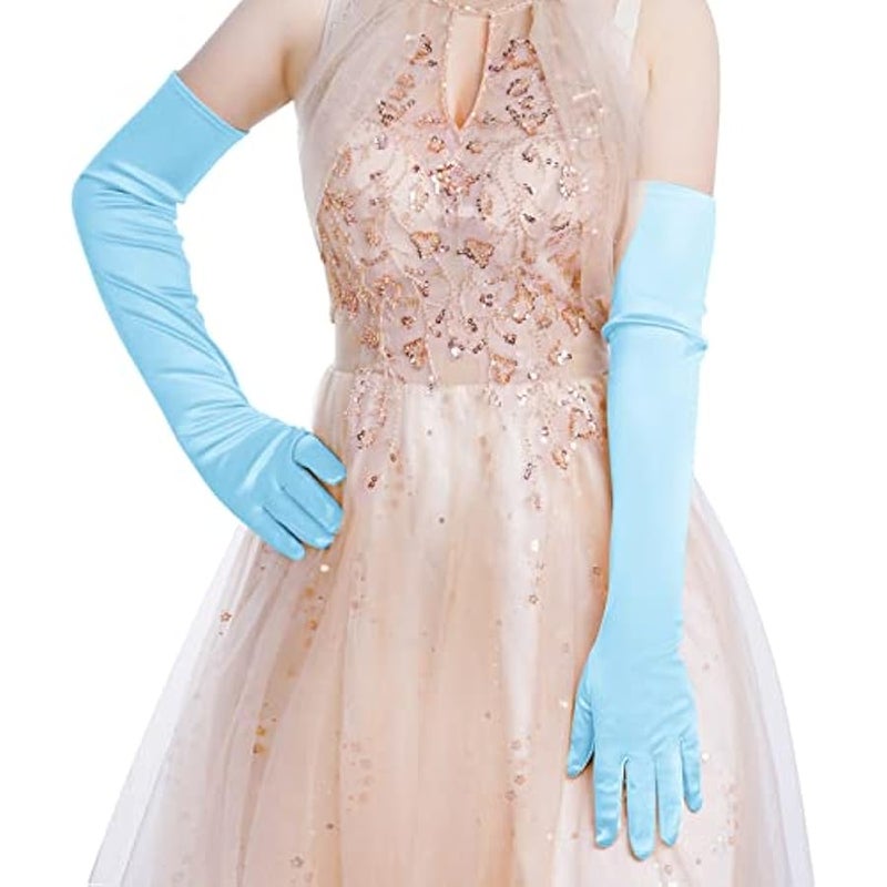 Wobe Long Opera Party 20s Satin Gloves Stretchy Adult Size Elbow Length Wedding - Image 5