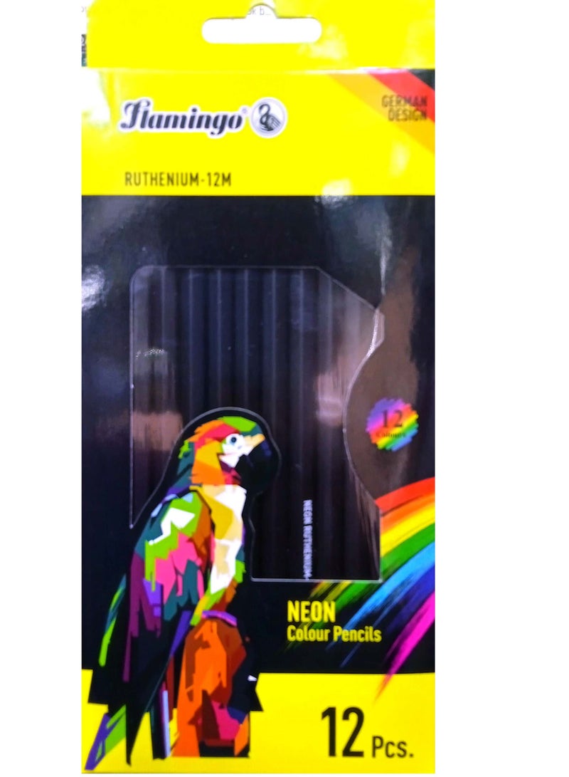 Flamingo 12 قطعة من أقلام الرصاص الملونة بالنيون