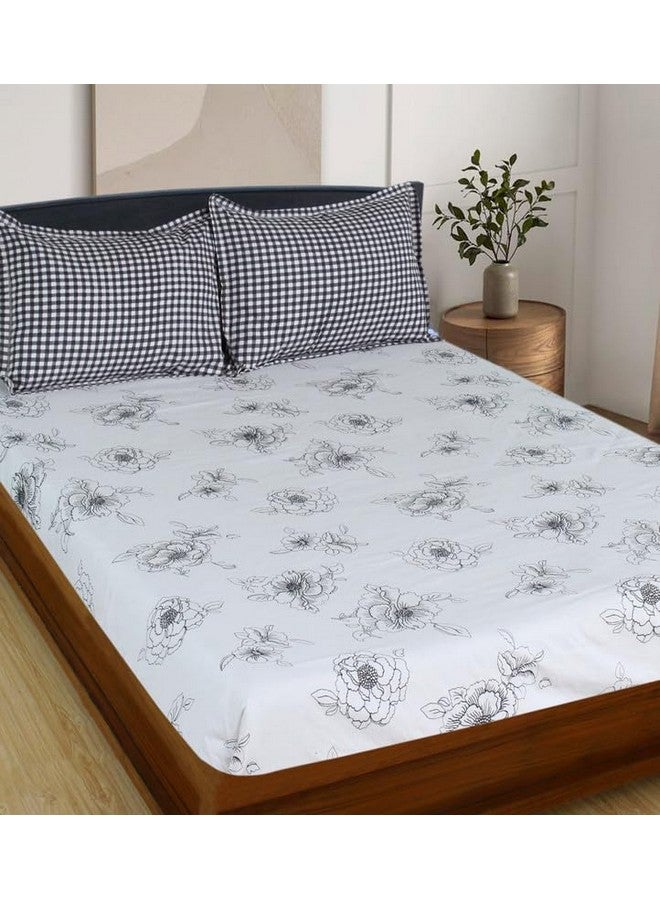 Nendle 400 TC Floral Pattern Premium Cotton Super King Size Bedsheets 108X108 Inches with Contrast Pillow Covers for Luxurious Softness and Anti Fade Prints (Floral Texture,Pack of 3) Multi Color - Image 2