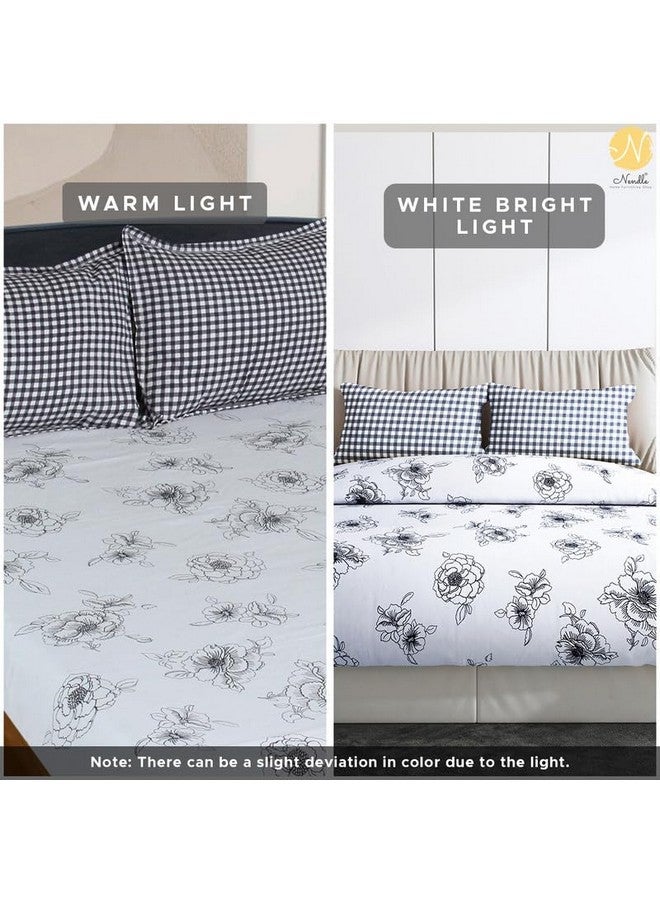 Nendle 400 TC Floral Pattern Premium Cotton Super King Size Bedsheets 108X108 Inches with Contrast Pillow Covers for Luxurious Softness and Anti Fade Prints (Floral Texture,Pack of 3) Multi Color - Image 3