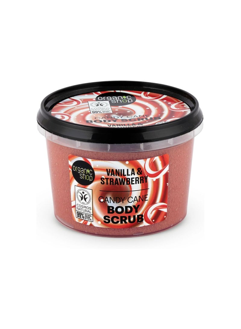 Organic Shop Candy Cane Body Scrub Vanilla and Strawberry 250ml - Image 1