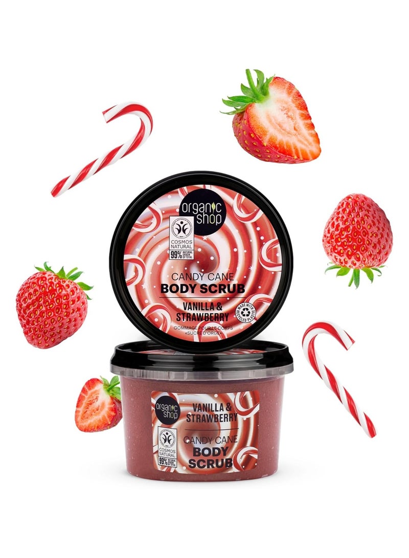 Organic Shop Candy Cane Body Scrub Vanilla and Strawberry 250ml - Image 3