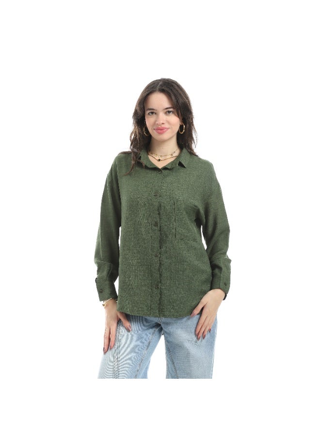 Master Jeans Classic Button-Down Shirt, Women's Long Sleeve, Relaxed Fit, Linen - Image 1
