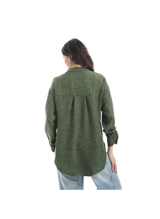 Master Jeans Classic Button-Down Shirt, Women's Long Sleeve, Relaxed Fit, Linen - Image 3