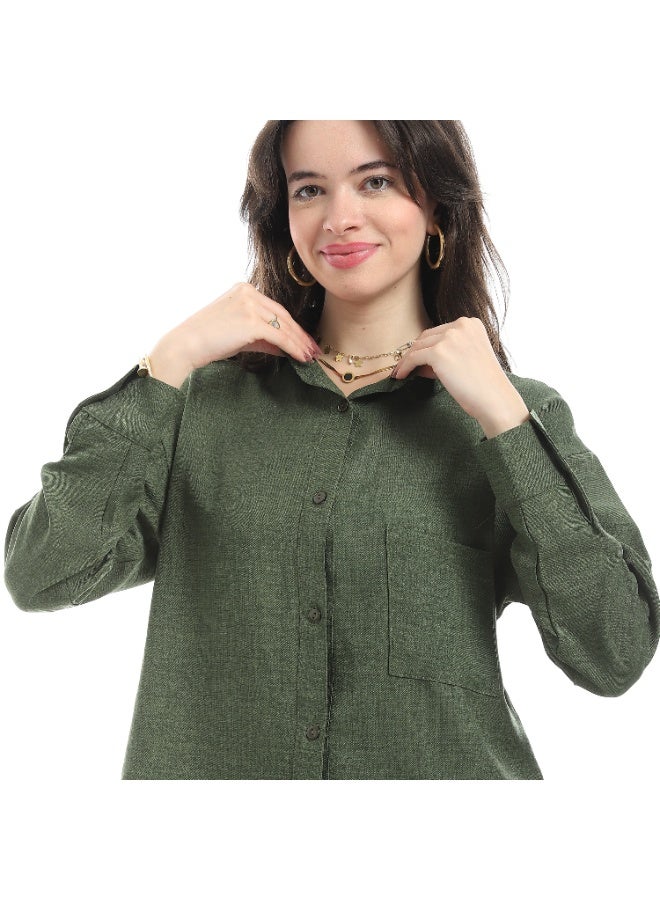 Master Jeans Classic Button-Down Shirt, Women's Long Sleeve, Relaxed Fit, Linen - Image 4
