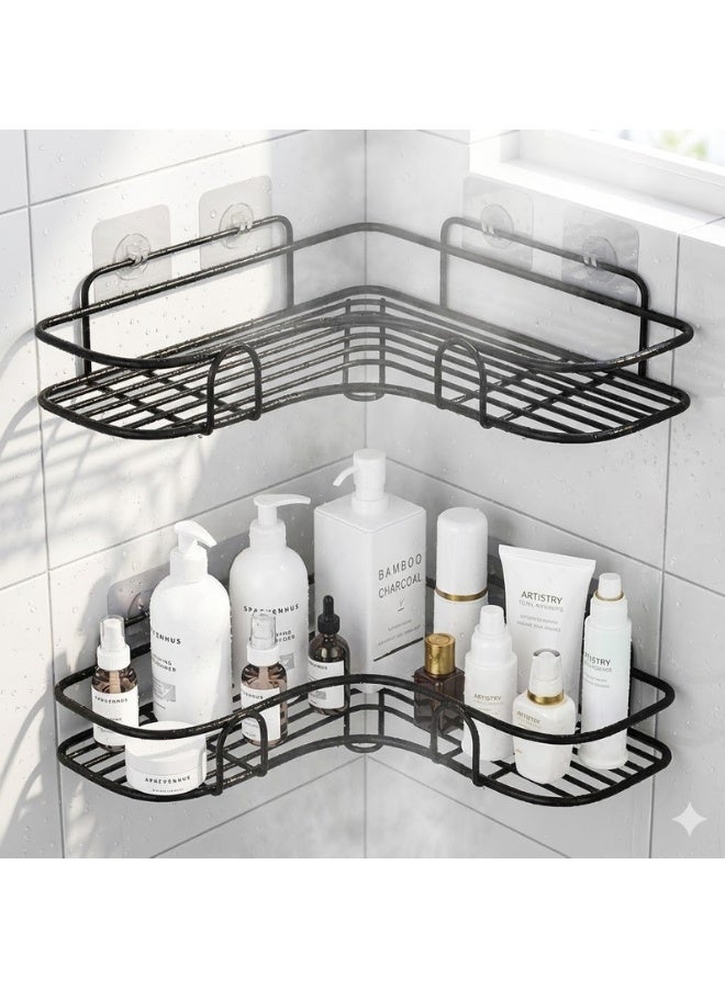 Living 2-Piece Metal Bathroom Shelf Set, Rustproof Design with Adhesive Drill-Free Installation - Image 4