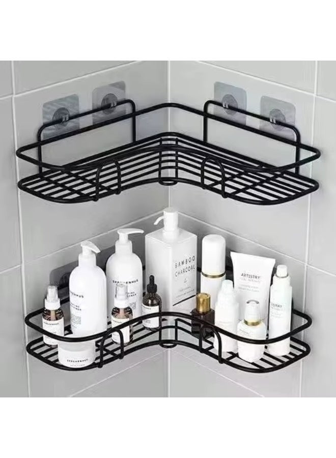 Living 2-Piece Metal Bathroom Shelf Set, Rustproof Design with Adhesive Drill-Free Installation - Image 1
