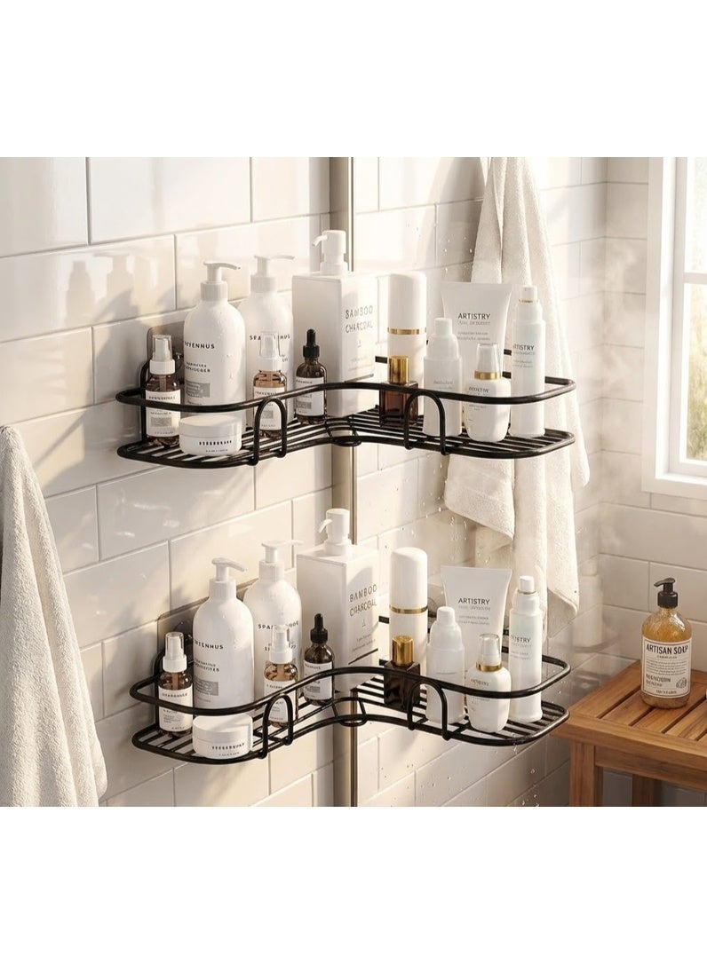 Living 2-Piece Metal Bathroom Shelf Set, Rustproof Design with Adhesive Drill-Free Installation - Image 3