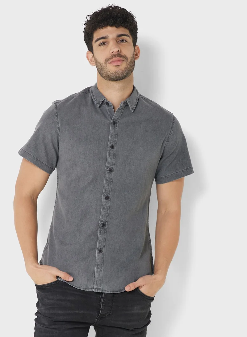 سفنتي فايف Skinny Fit Half Sleeve Shirt