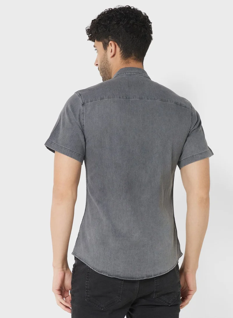 سفنتي فايف Skinny Fit Half Sleeve Shirt