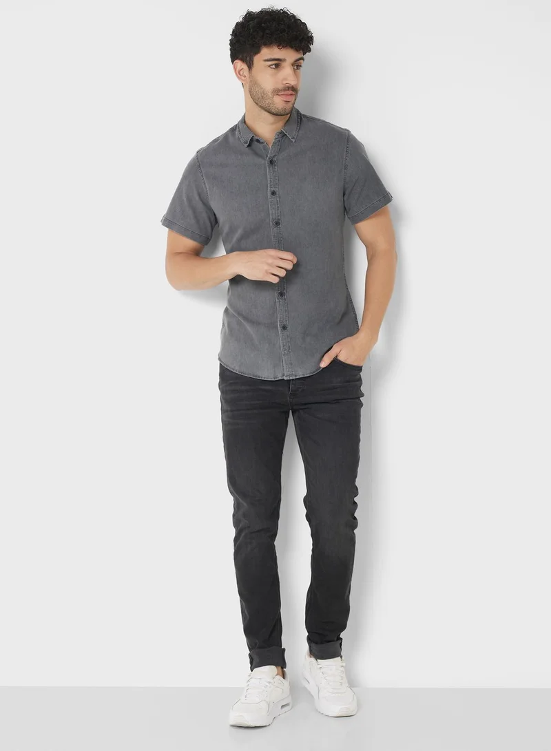 سفنتي فايف Skinny Fit Half Sleeve Shirt