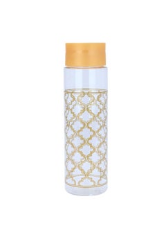 A Clear Plastic Bottle With Golden Embossed Large Circles
