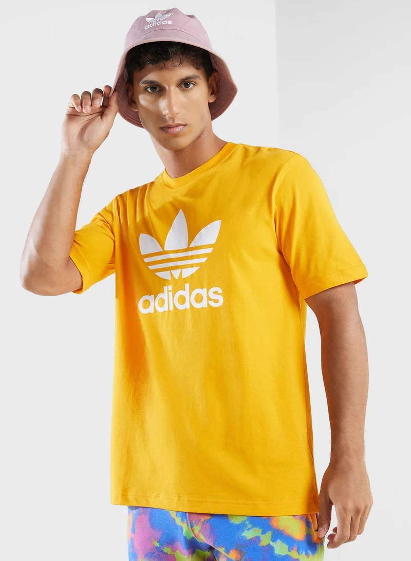 adidas تيشيرت أديداس تريفويل للرجال - برتقالي