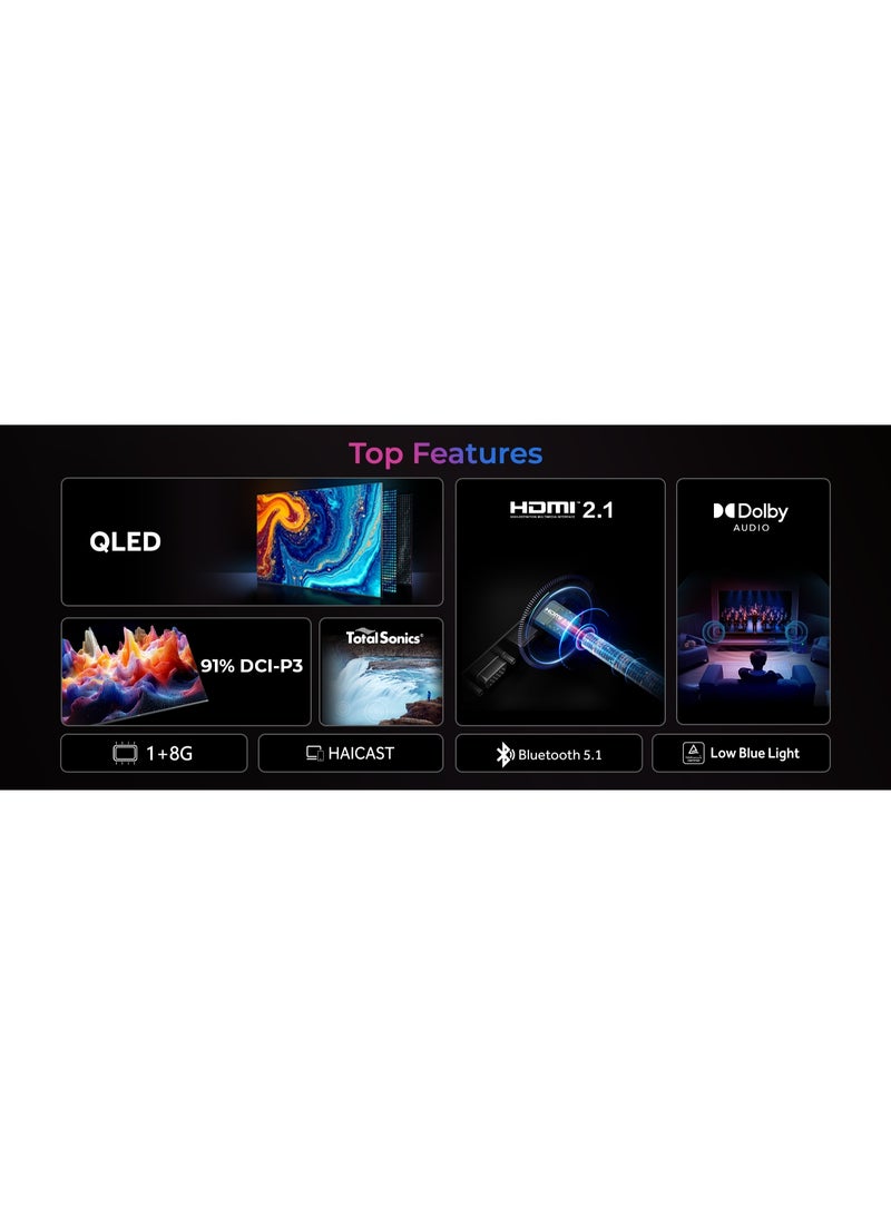 هاير 43-Inch Full HD Smart Google TV with Wide Color Gamut, HDR10, Chromecast, Bluetooth 5.1 & Built-in Satellite Receiver H43S80GFX black - Image 2
