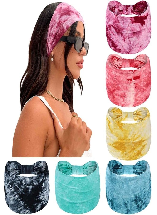 VORSET 2 Pcs Wide Headbands for Women Knotted Head Bands for Women's Hair Stretch Bandana Headband No Slip Hair Bands Tie Dye Head Wraps Boho Hair - Image 2