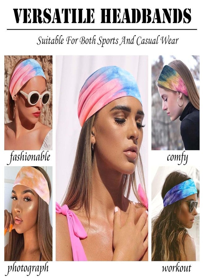 VORSET 2 Pcs Wide Headbands for Women Knotted Head Bands for Women's Hair Stretch Bandana Headband No Slip Hair Bands Tie Dye Head Wraps Boho Hair - Image 3