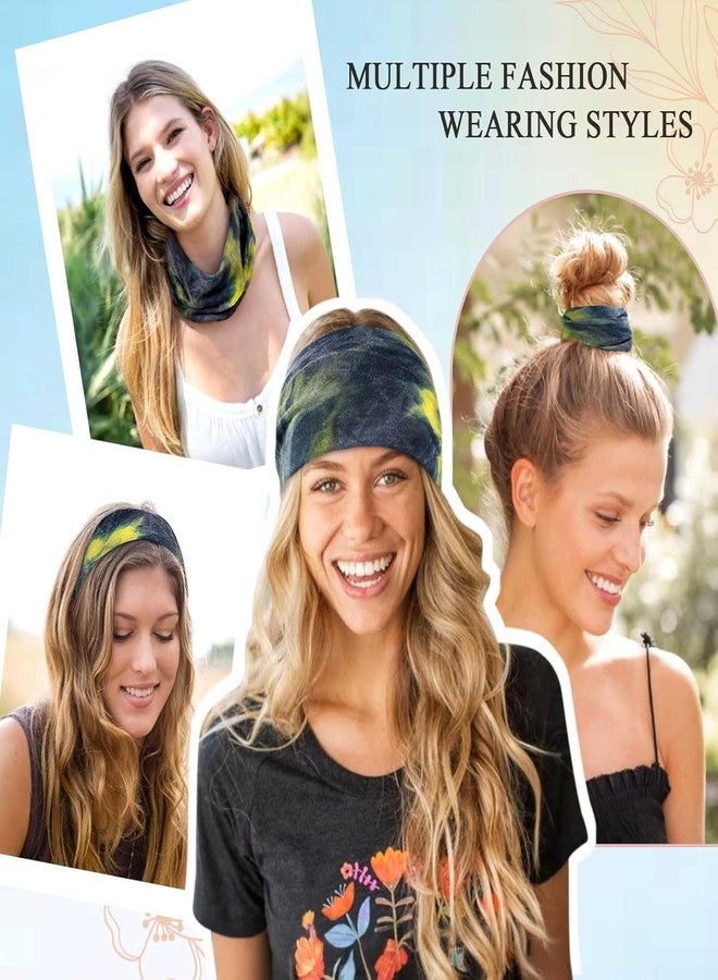 VORSET 2 Pcs Wide Headbands for Women Knotted Head Bands for Women's Hair Stretch Bandana Headband No Slip Hair Bands Tie Dye Head Wraps Boho Hair - Image 5
