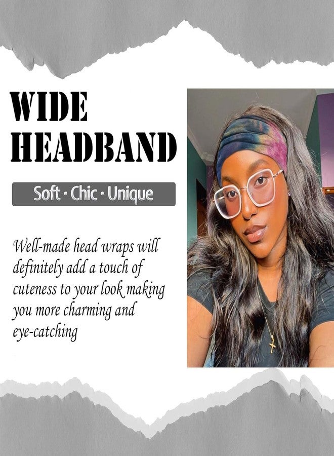 VORSET 2 Pcs Wide Headbands for Women Knotted Head Bands for Women's Hair Stretch Bandana Headband No Slip Hair Bands Tie Dye Head Wraps Boho Hair - Image 4