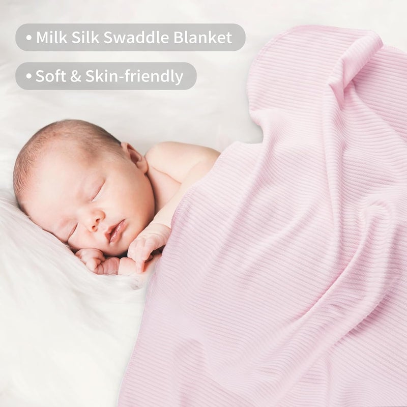 Viviland Jersey Swaddle Blanket, Ultra Soft Stretchy Receiving Blanket, Baby Girl Newborn Rainbow Swaddle Wrap, 40 x 30 inches, 2 Pcs, Unicorn - Image 4
