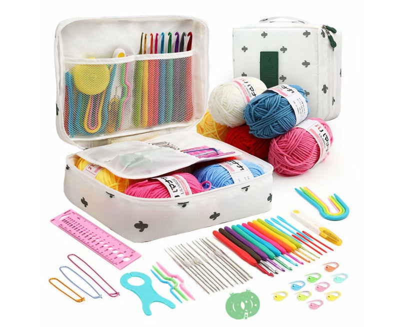 Crochet Kit 58pcs Comprehensive Tools - Versatile For Garments Accessories Toys Crochet Supplies With Mesh Pockets Compartments Zippered Storage Bag For DIY Craft Enthusiasts - Image 1