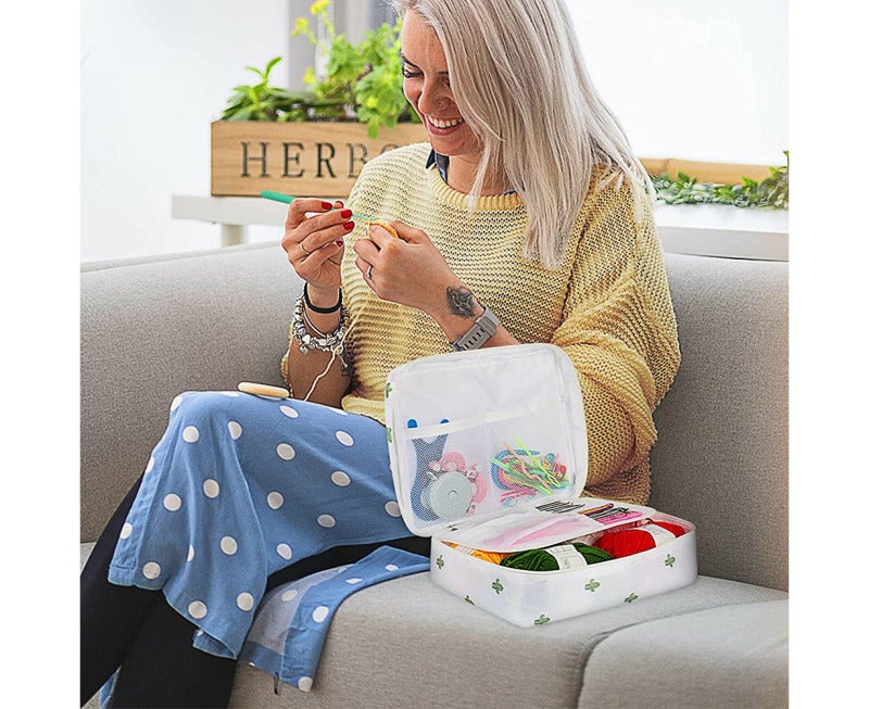 Crochet Kit 58pcs Comprehensive Tools - Versatile For Garments Accessories Toys Crochet Supplies With Mesh Pockets Compartments Zippered Storage Bag For DIY Craft Enthusiasts - Image 2