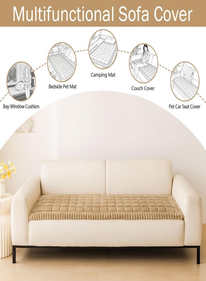 hyha Couch Covers for Dogs Washable, Non Slip Plush Dog Sofa Protectors, Fuzzy Pet Couch Covers for 3 Cushion Sofa Pet Friendly (Camel, 27.6" x 82.7") - Image 3