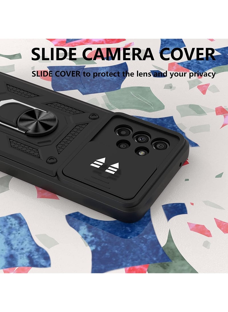 جراب حمايه مقاوم للصدمات وحمايه للكاميرا مزود بدبله معدنيه سي دي متوافق مع Samsung Galaxy A53  (اسود) - Image 4