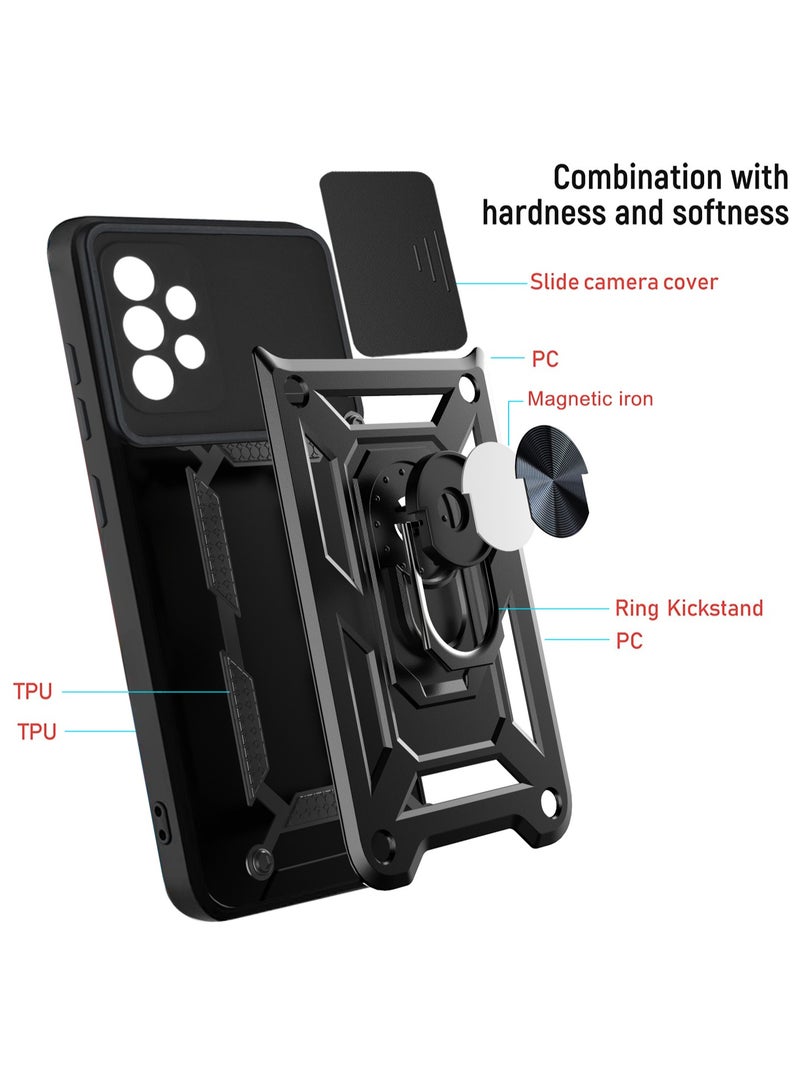 جراب حمايه مقاوم للصدمات وحمايه للكاميرا مزود بدبله معدنيه سي دي متوافق مع Samsung Galaxy A53  (اسود) - Image 5