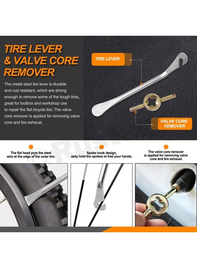 Rustark 9Pcs Bicycle Spoke Wrench Portable Bike Spoke Adjustment Tool Kit Bike Rim Repair Tool Tire Lever Cycling Pocket Tools for Bike Repair - Image 3