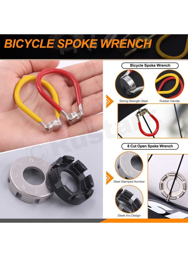 Rustark 9Pcs Bicycle Spoke Wrench Portable Bike Spoke Adjustment Tool Kit Bike Rim Repair Tool Tire Lever Cycling Pocket Tools for Bike Repair - Image 5