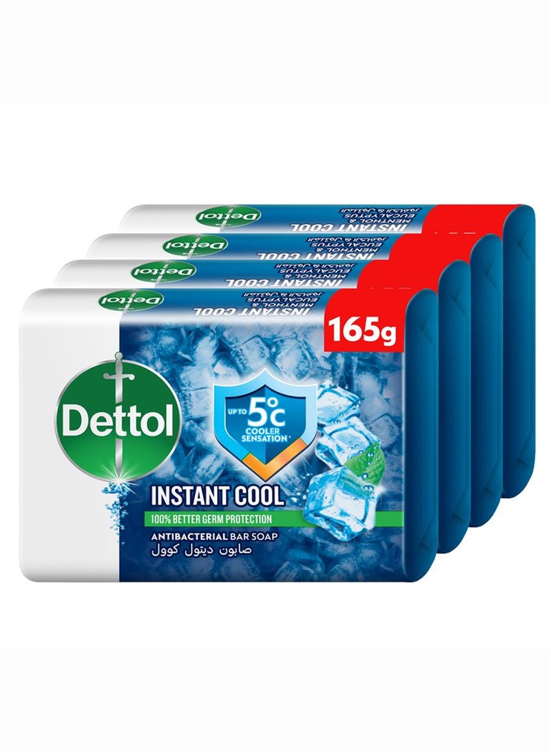 Dettol Cool Bar Soap, Menthol & Eucalyptus Scent, 165g x 4 165grams - Image 1
