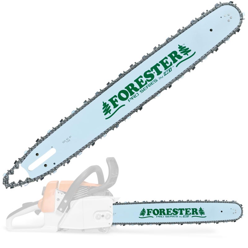 FORESTER 18" Replacement Chainsaw Bar & Chain Combo - 18in Length, .325 Pitch, .063 Gauge, D025 Mount, 74 Drive Link - Replacement Chain Saw Parts Kit For Stihl