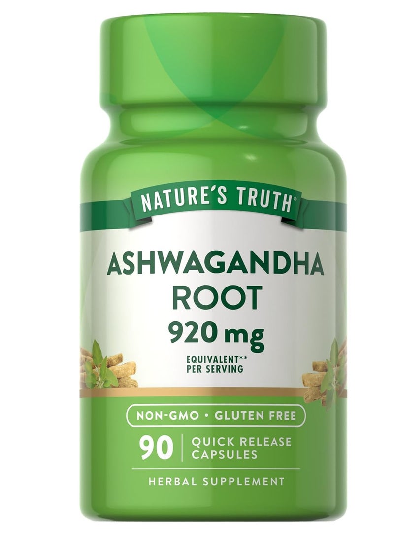 Nature's Truth Nature's Truth Ashwagandha Capsules | 920 mg | 90 Count | Non-GMO & Gluten Free Supplement |  - Image 1