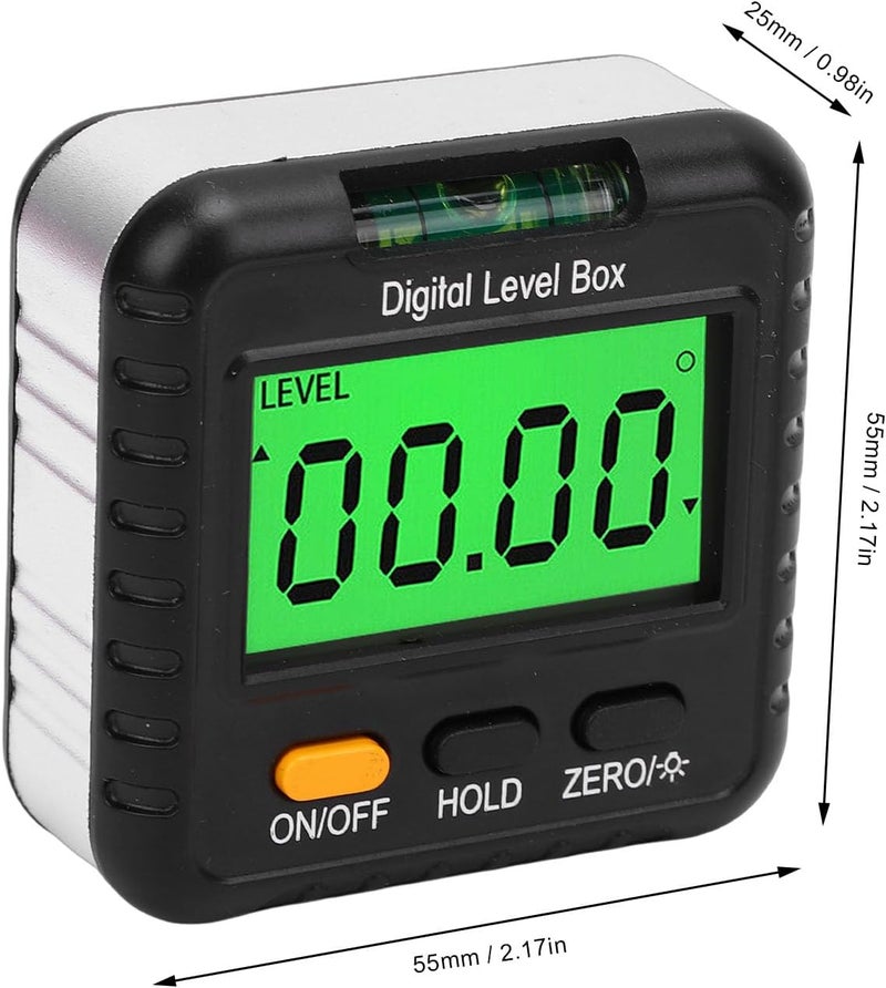 جهاز قياس الزوايا الرقمي من مارهينشوس (Marhynchus Digital Angle Gauge)، مزود بشاشة عرض LCD مضيئة من الخلف ومغناطيس قوي، يُستخدم في النجارة والبناء والصناعة الأوتوموبيلية. - Image 2