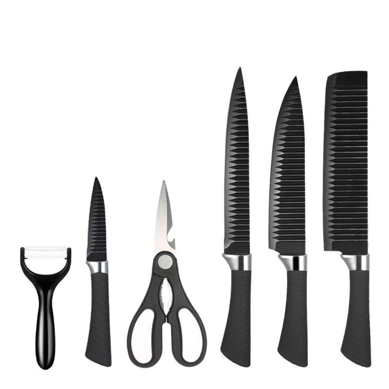 OLSIC 6 Pieces Professional Kitchen Knife Set Meat Knife Chefs Knife with NonSlip Handle for Home Kitchen and Restaurant with Chef Peeler and Scissor - Image 1