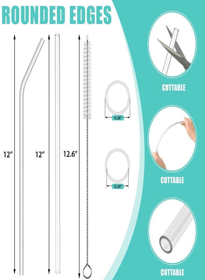 Ullnosoo 12 Pack Reusable Straws Compatible with Stanley/Yeti 30oz-40oz Cup Tumbler, 12" Long Plastic Clear Bend Replacement Straws with Cleaning Brush for Smoothies, Milkshakes, Everyday Drinks - Image 5