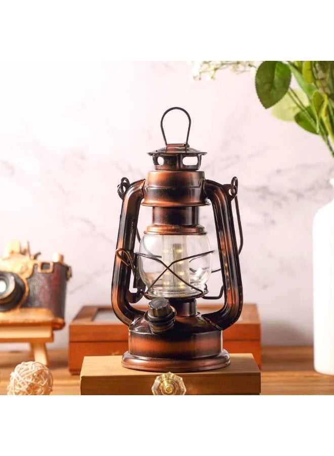 فانوس تراثي معدني يعتمد على البطارية  بزجاج شفاف – تصميم كلاسيكي أنيق - Image 1