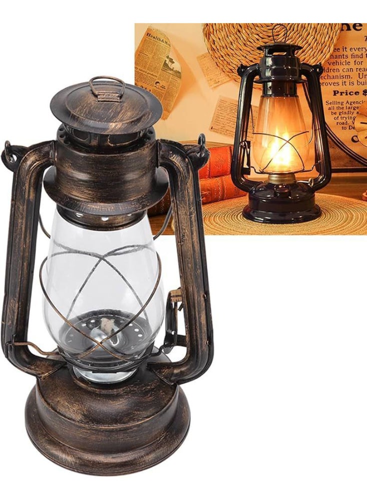 فانوس تراثي معدني يعتمد على البطارية  بزجاج شفاف – تصميم كلاسيكي أنيق - Image 2