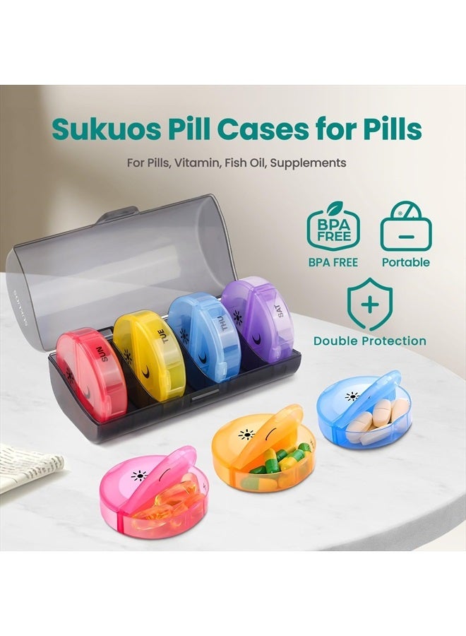 Sukuos Weekly Pill Organizer 7 Day 2 Times a Day, Large Daily Pill Box Easy to Open, BPA Free AM PM Pill Case for Medicine/Vitamin/Fish Oil/Supplements  - Image 2