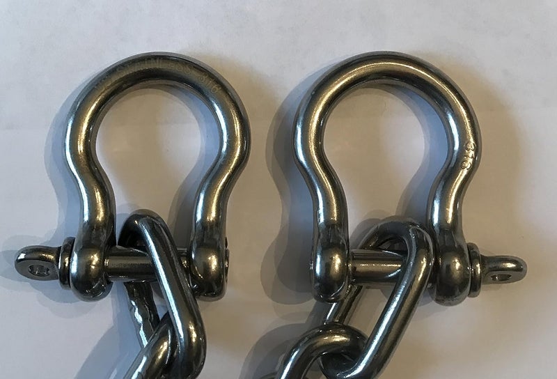 US Stainless 1/4" by 4 Foot Stainless Steel 316 Anchor Chain 1/4" or 6mm by 4' Long Shackles - Boat - Image 2