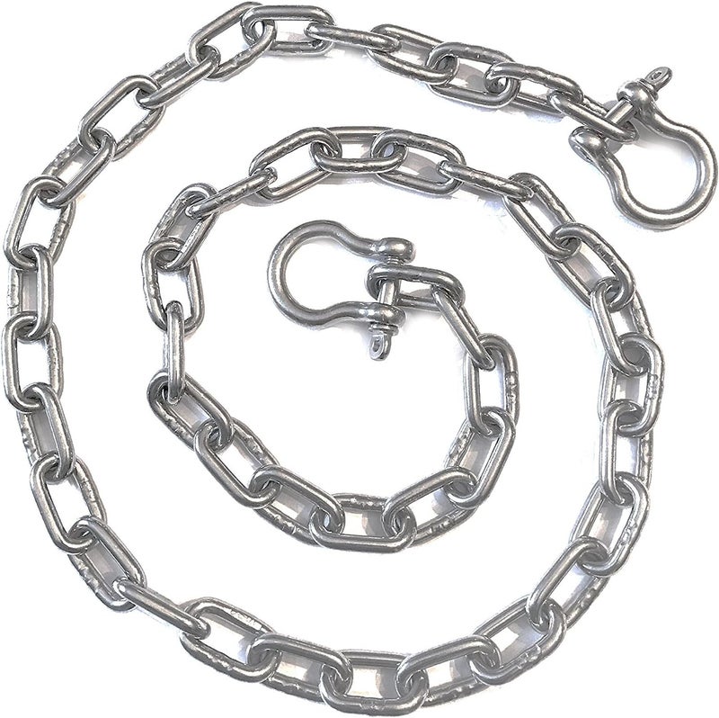 US Stainless 1/4" by 4 Foot Stainless Steel 316 Anchor Chain 1/4" or 6mm by 4' Long Shackles - Boat - Image 1